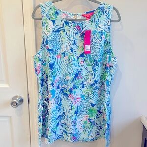 NWT Lily Pulitzer Coastal Blue Donna Top Size XL